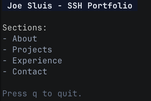 Example output of the basic SSH portfolio